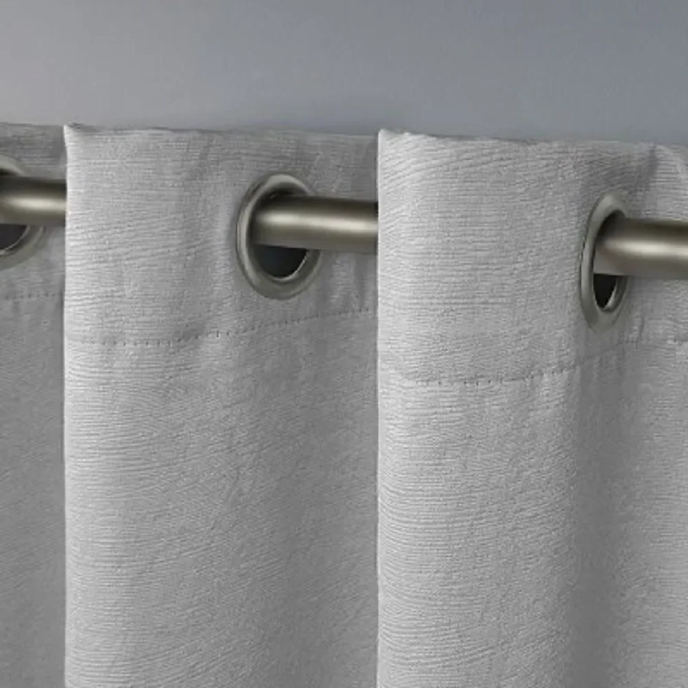 NEW Exclusive Home 2 Pack Oxford Textured Sateen Woven Blackout Window Curtains